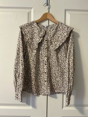 Calivta Floral Peter Pan Collared Button-down Blouse, S
